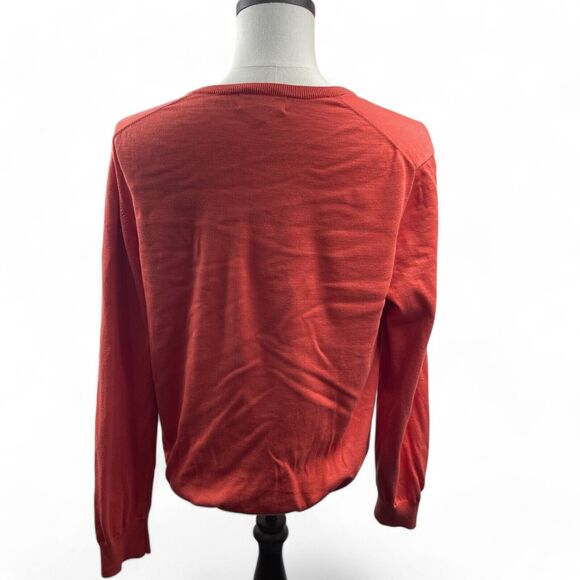 Brooks Brothers Orange Sweater Sz L V-Neck Supima Cotton L Lightweight UT Fall - Picture 3 of 5
